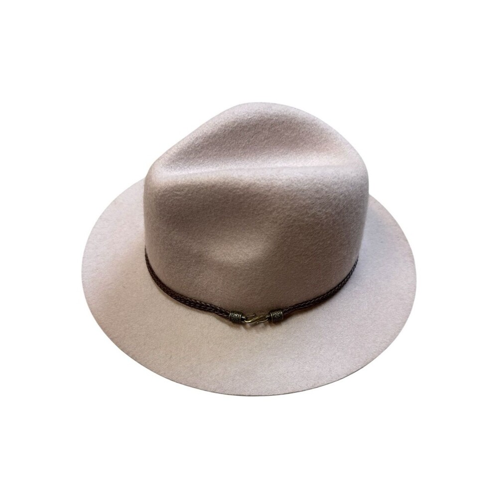 House of Harlow 100% Wool Fedora Hat Brown Trim Wide Brim Boho OS tan-taupe - Picture 3 of 6